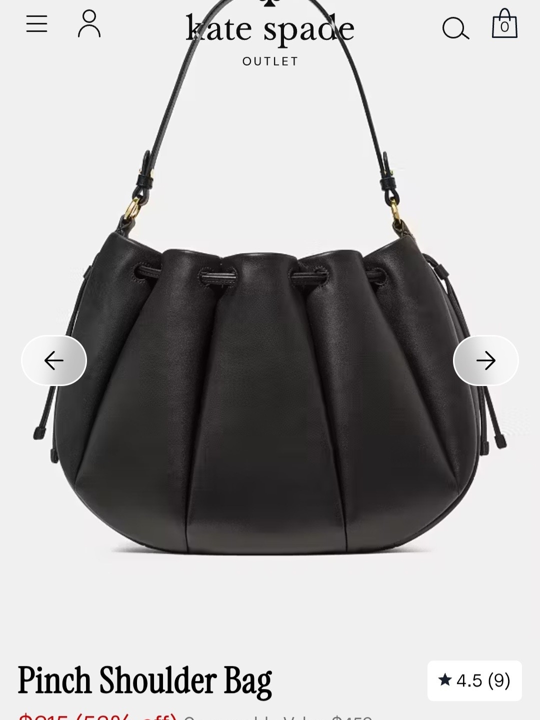 Kate Spade Black Pinch Shoulder Bag